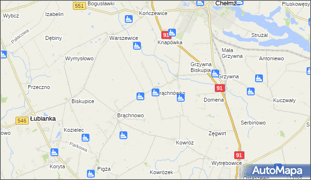 mapa Brąchnówko, Brąchnówko na mapie Targeo