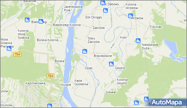 mapa Braciejowice, Braciejowice na mapie Targeo