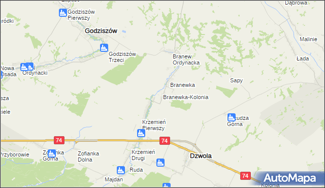 mapa Branewka-Kolonia, Branewka-Kolonia na mapie Targeo