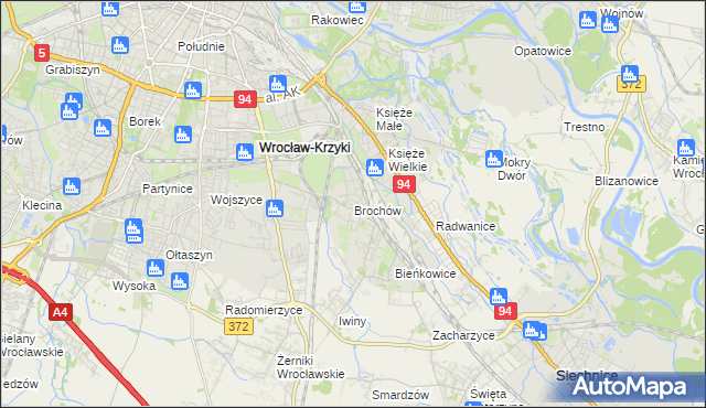 mapa Brochów gmina Wrocław, Brochów gmina Wrocław na mapie Targeo