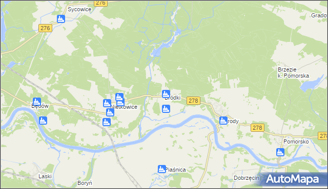 mapa Bródki gmina Czerwieńsk, Bródki gmina Czerwieńsk na mapie Targeo