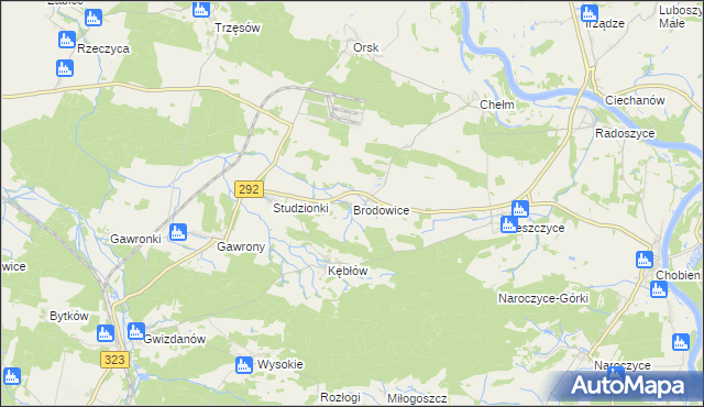 mapa Brodowice, Brodowice na mapie Targeo
