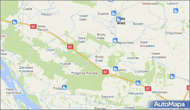 mapa Brody Duże gmina Mała Wieś, Brody Duże gmina Mała Wieś na mapie Targeo
