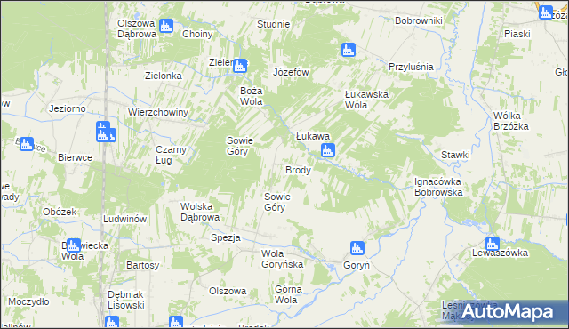 mapa Brody gmina Jastrzębia, Brody gmina Jastrzębia na mapie Targeo