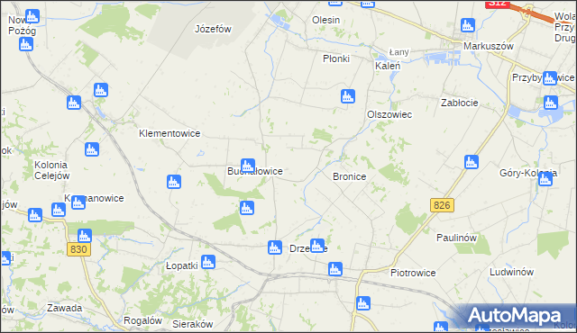 mapa Bronice-Kolonia, Bronice-Kolonia na mapie Targeo