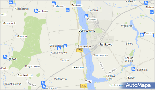 mapa Broniewice, Broniewice na mapie Targeo
