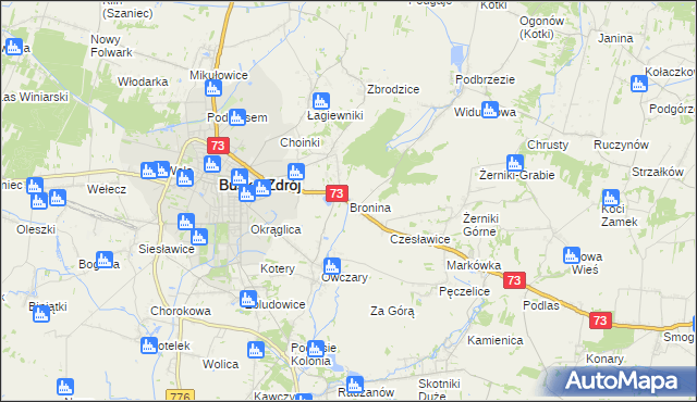mapa Bronina, Bronina na mapie Targeo