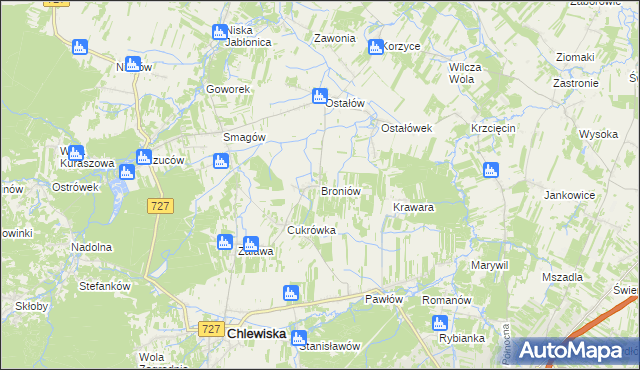 mapa Broniów, Broniów na mapie Targeo