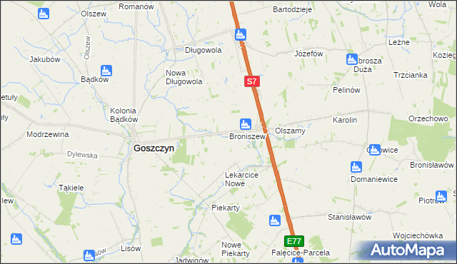 mapa Broniszew, Broniszew na mapie Targeo