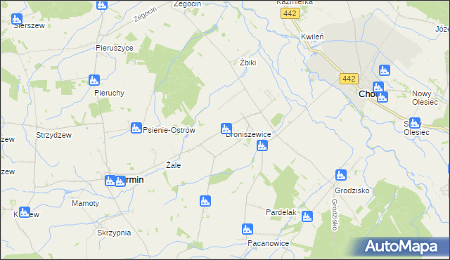 mapa Broniszewice, Broniszewice na mapie Targeo