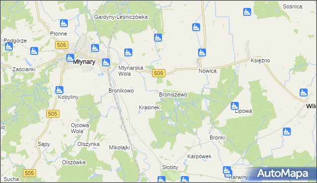mapa Broniszewo gmina Młynary, Broniszewo gmina Młynary na mapie Targeo