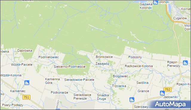 mapa Bronkowice, Bronkowice na mapie Targeo