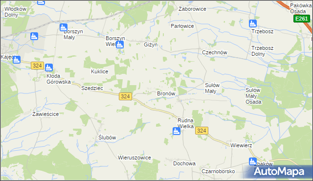 mapa Bronów gmina Góra, Bronów gmina Góra na mapie Targeo