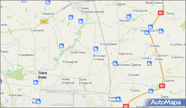 mapa Bronowo Kmiece, Bronowo Kmiece na mapie Targeo