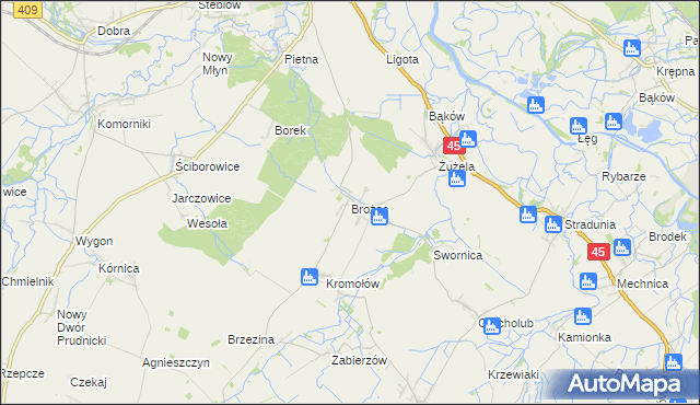 mapa Brożec gmina Walce, Brożec gmina Walce na mapie Targeo