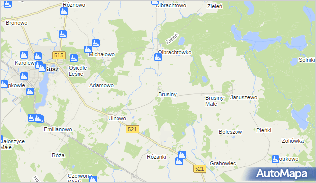 mapa Brusiny, Brusiny na mapie Targeo