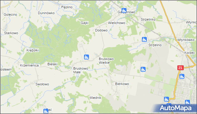 mapa Bruskowo Wielkie, Bruskowo Wielkie na mapie Targeo