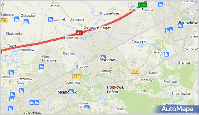 mapa Brwinów, Brwinów na mapie Targeo