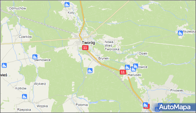 mapa Brynek, Brynek na mapie Targeo