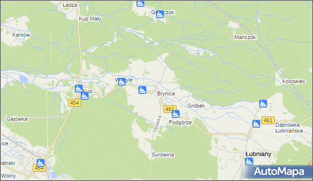 mapa Brynica gmina Łubniany, Brynica gmina Łubniany na mapie Targeo
