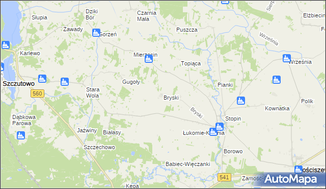 mapa Bryski gmina Rościszewo, Bryski gmina Rościszewo na mapie Targeo