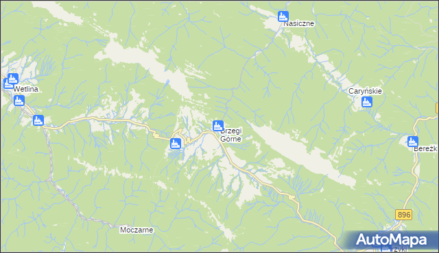 mapa Brzegi Górne, Brzegi Górne na mapie Targeo