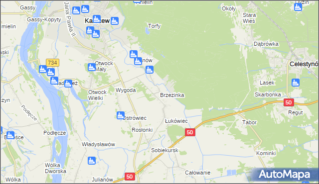 mapa Brzezinka gmina Karczew, Brzezinka gmina Karczew na mapie Targeo