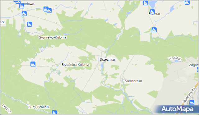 mapa Brzeźnica gmina Jastrowie, Brzeźnica gmina Jastrowie na mapie Targeo
