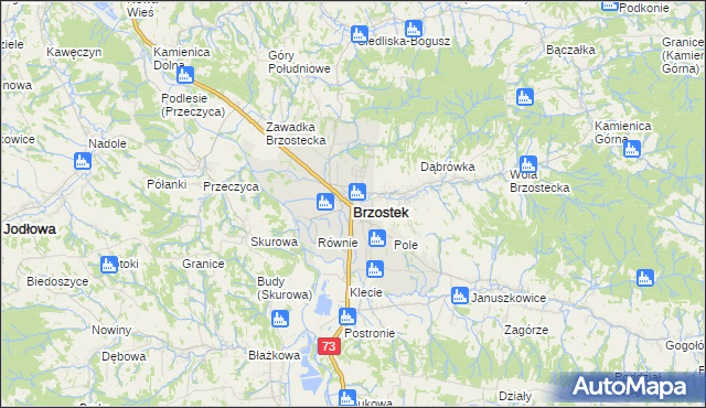 mapa Brzostek powiat dębicki, Brzostek powiat dębicki na mapie Targeo