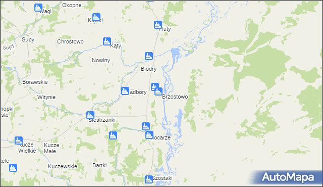 mapa Brzostowo gmina Jedwabne, Brzostowo gmina Jedwabne na mapie Targeo