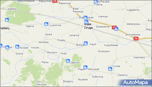 mapa Brzoza gmina Biała, Brzoza gmina Biała na mapie Targeo