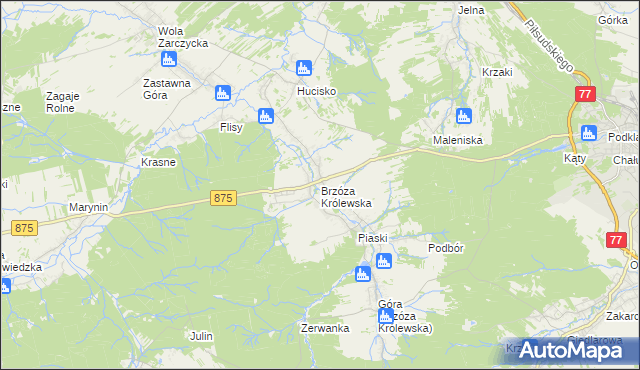 mapa Brzóza Królewska, Brzóza Królewska na mapie Targeo