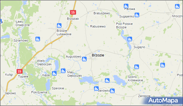 mapa Brzozie powiat brodnicki, Brzozie powiat brodnicki na mapie Targeo