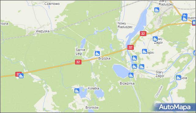 mapa Brzózka gmina Krosno Odrzańskie, Brzózka gmina Krosno Odrzańskie na mapie Targeo