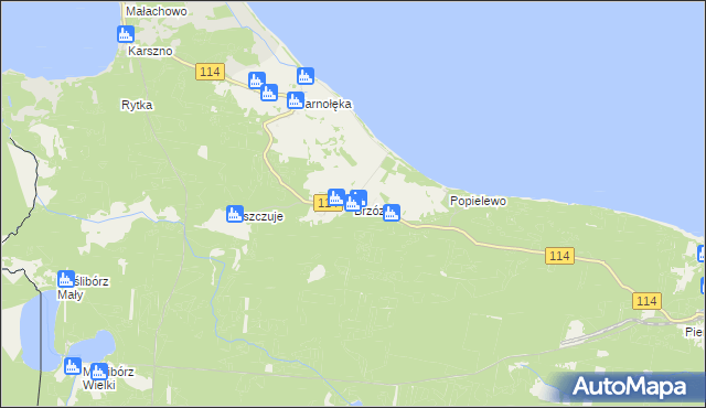 mapa Brzózki gmina Nowe Warpno, Brzózki gmina Nowe Warpno na mapie Targeo