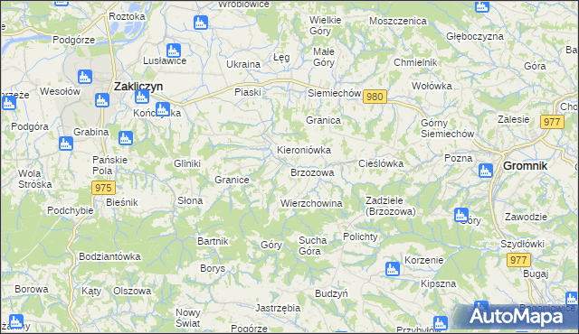 mapa Brzozowa gmina Gromnik, Brzozowa gmina Gromnik na mapie Targeo