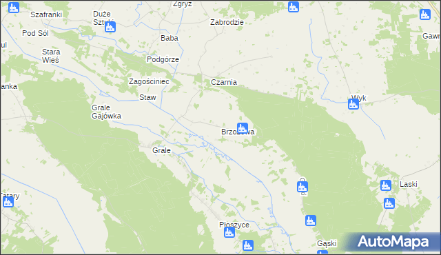 mapa Brzozowa gmina Kadzidło, Brzozowa gmina Kadzidło na mapie Targeo