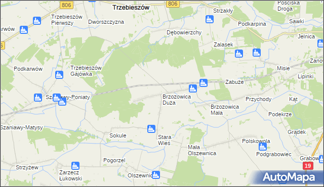 mapa Brzozowica Duża, Brzozowica Duża na mapie Targeo