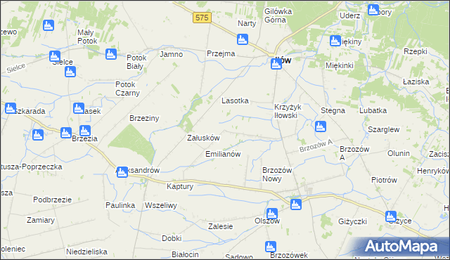 mapa Brzozowiec gmina Iłów, Brzozowiec gmina Iłów na mapie Targeo