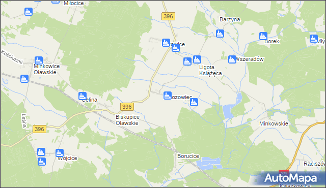 mapa Brzozowiec gmina Namysłów, Brzozowiec gmina Namysłów na mapie Targeo