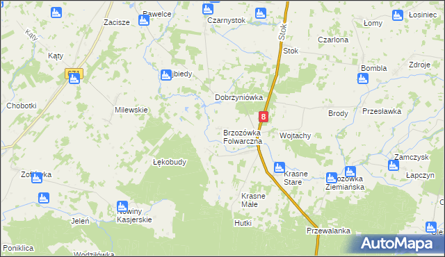 mapa Brzozówka Folwarczna, Brzozówka Folwarczna na mapie Targeo
