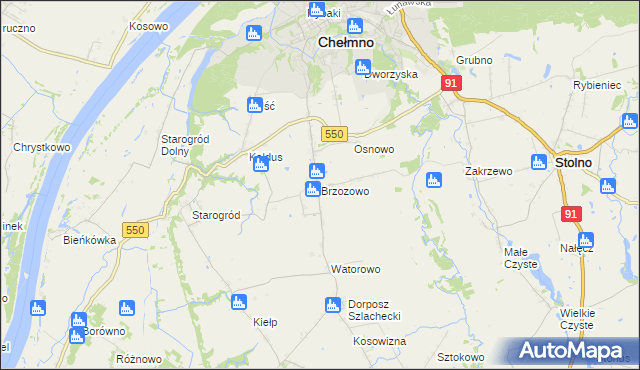 mapa Brzozowo gmina Kijewo Królewskie, Brzozowo gmina Kijewo Królewskie na mapie Targeo