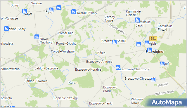 mapa Brzozowo-Muzyły, Brzozowo-Muzyły na mapie Targeo