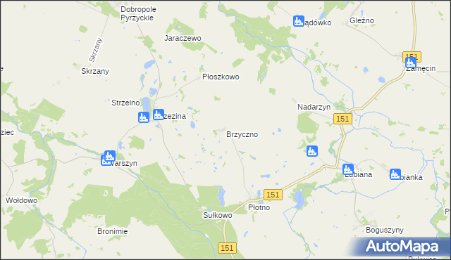 mapa Brzyczno, Brzyczno na mapie Targeo