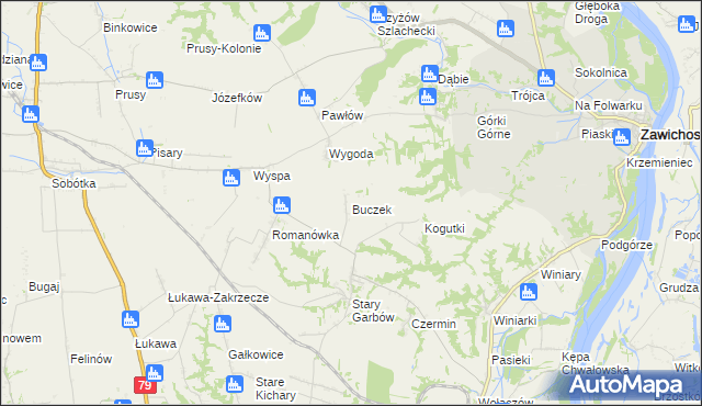 mapa Buczek gmina Dwikozy, Buczek gmina Dwikozy na mapie Targeo