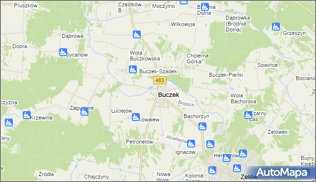 mapa Buczek powiat łaski, Buczek powiat łaski na mapie Targeo