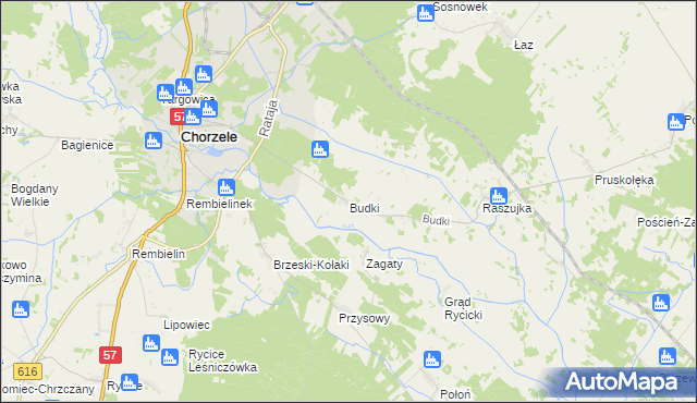 mapa Budki gmina Chorzele, Budki gmina Chorzele na mapie Targeo