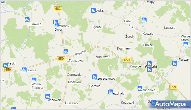 mapa Budlewo, Budlewo na mapie Targeo