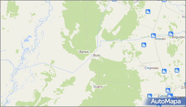 mapa Budy gmina Trzcianne, Budy gmina Trzcianne na mapie Targeo