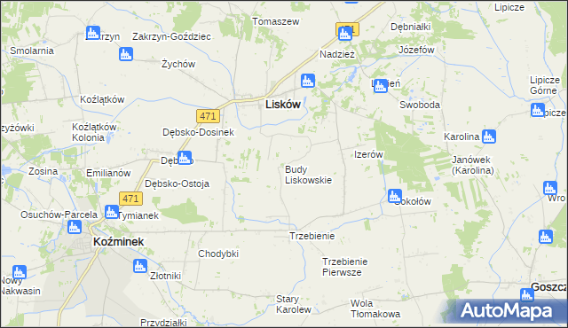 mapa Budy Liskowskie, Budy Liskowskie na mapie Targeo